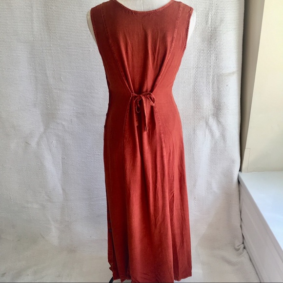 Vintage 90s OS Boho Maxi Dress Adjustable Tie Back - Picture 5 of 9
